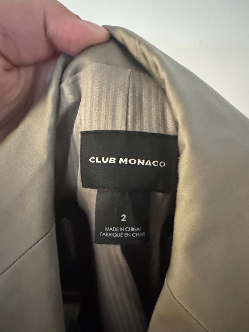 Club Monaco Taupe Cotton Structured Tailored Blazer Jacket Size 2 Minimalist - Picture 3 of 8